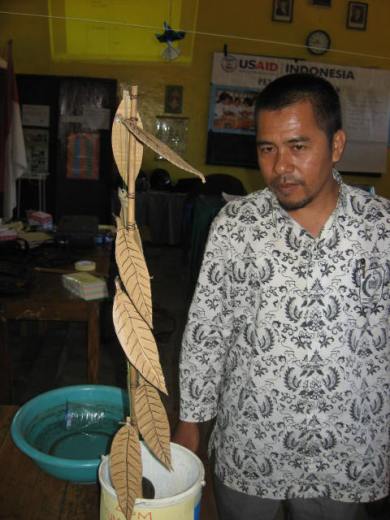 Abdul Azis Mappata,Guru MI Yaspi Sambungjawa Makassar dengan hasil karyanya
